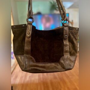 Frye Chocolate Brown Suede Tote Bag